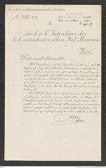 k.k. naturhistorisches Hofmuseum, Intendanzakten 1885-1896 (Hauer), Aktenzahl Z.173/1892, Seite 1